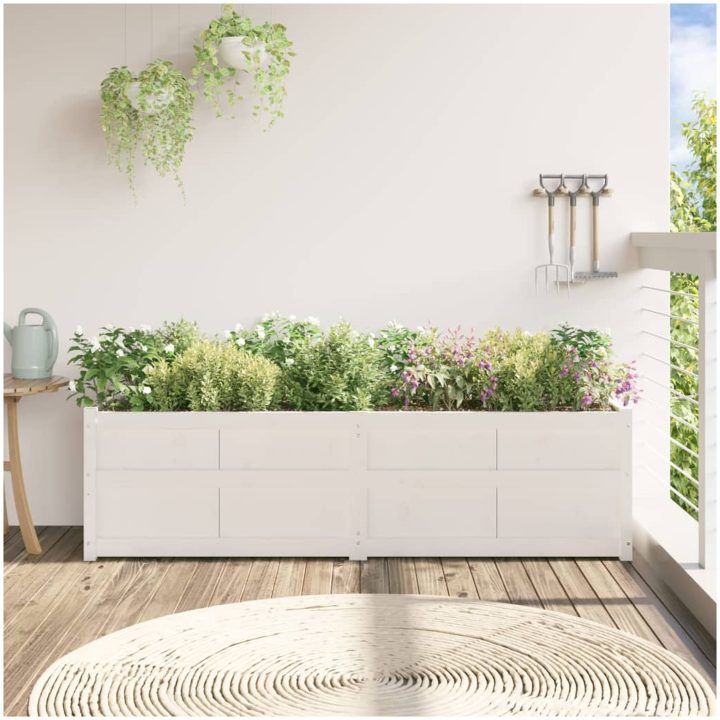 Odlingslåda 180x50x50 cm vit massiv furu vidaXL – bild 3