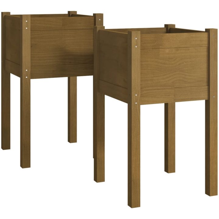 Odlingslåda 2 st honungsbrun 40x40x70 cm massiv furu vidaXL – bild 2