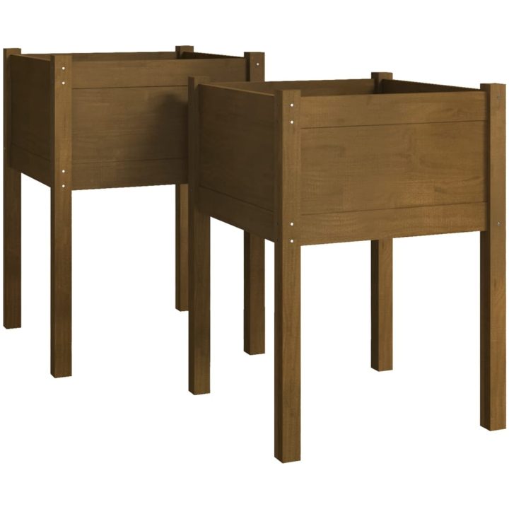 Odlingslåda 2 st honungsbrun 50x50x70 cm massiv furu vidaXL – bild 2
