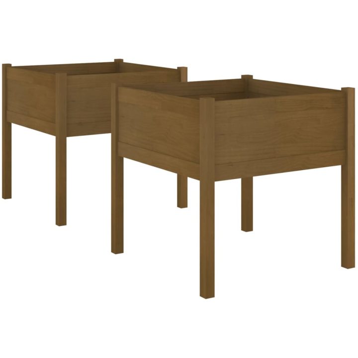Odlingslåda 2 st honungsbrun 70x70x70 cm massiv furu vidaXL – bild 2