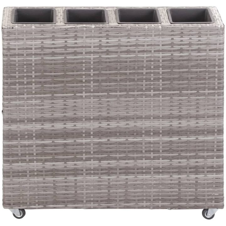 Odlingslåda 4 krukor upphöjd 80x22x79 cm konstrotting grå vidaXL – bild 2