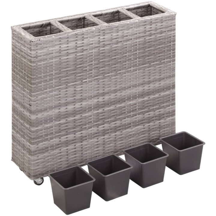 Odlingslåda 4 krukor upphöjd 80x22x79 cm konstrotting grå vidaXL – bild 3