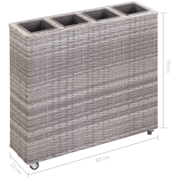 Odlingslåda 4 krukor upphöjd 80x22x79 cm konstrotting grå vidaXL – bild 7