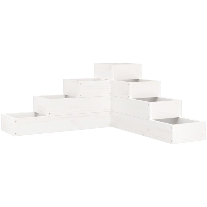 Odlingslåda 4 nivåer vit massiv furu vidaXL 80.5 x 79 x 36 cm – bild 2