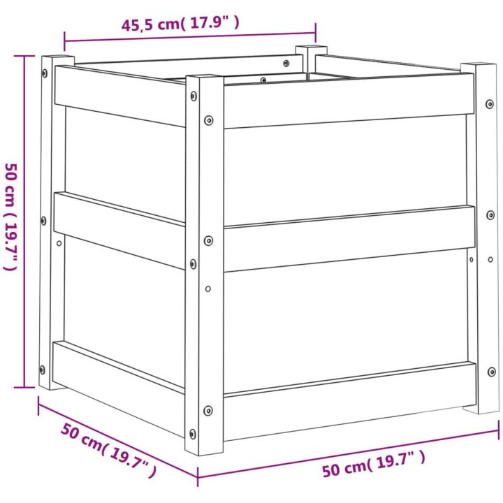 Odlingslåda 50x50x50 cm massivt furuträ vidaXL – bild 11