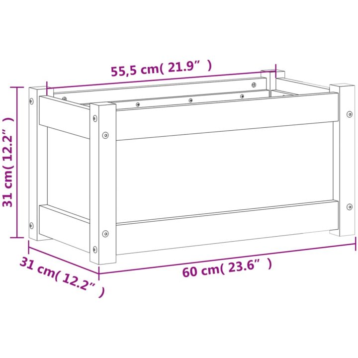 Odlingslåda 60x31x31 cm massiv furu vidaXL – bild 11