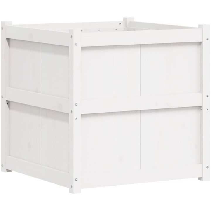 Odlingslåda 70x70x70 cm vit massiv furu vidaXL – bild 2