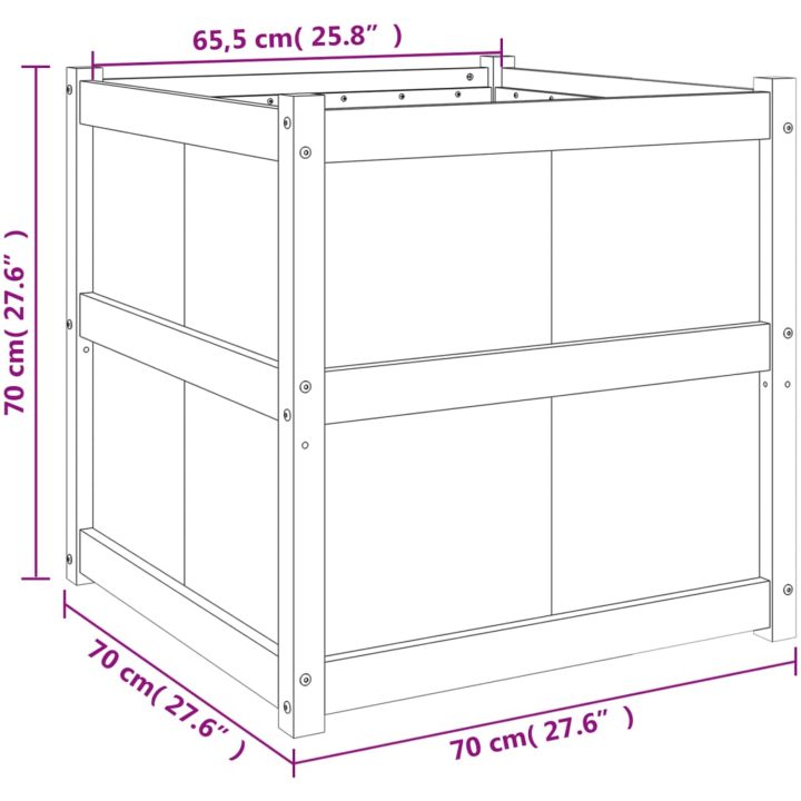 Odlingslåda 70x70x70 cm vit massiv furu vidaXL – bild 11
