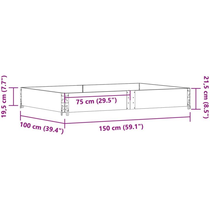 Odlingslåda brun 150x100 cm massiv furu vidaXL 150 x 100 x 21.5 cm – bild 7