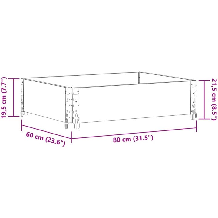 Odlingslåda brun 80x60 cm massiv furu vidaXL 80 x 60 x 21.5 cm – bild 8