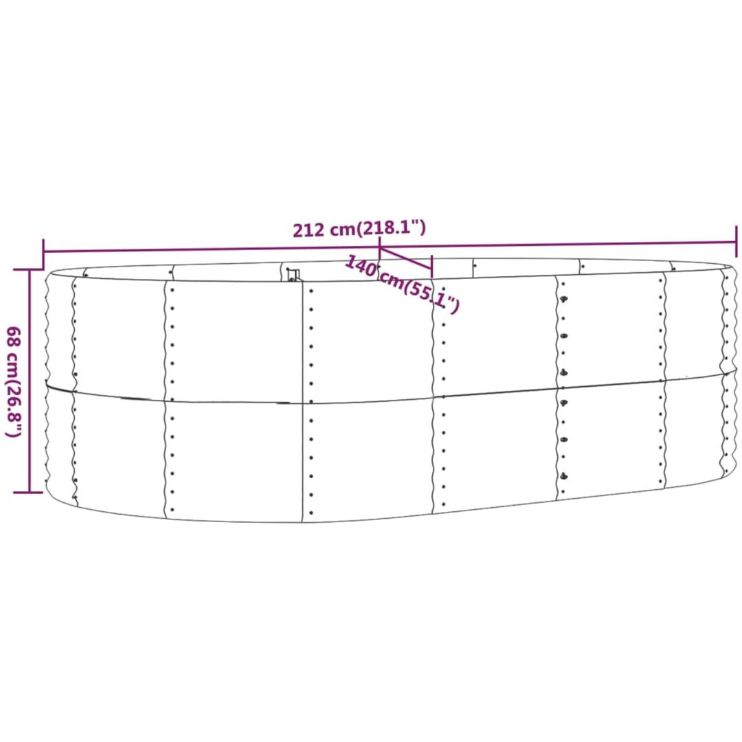 Odlingslåda brun pulverlackerat stål vidaXL 212 x 140 x 68 cm – bild 6