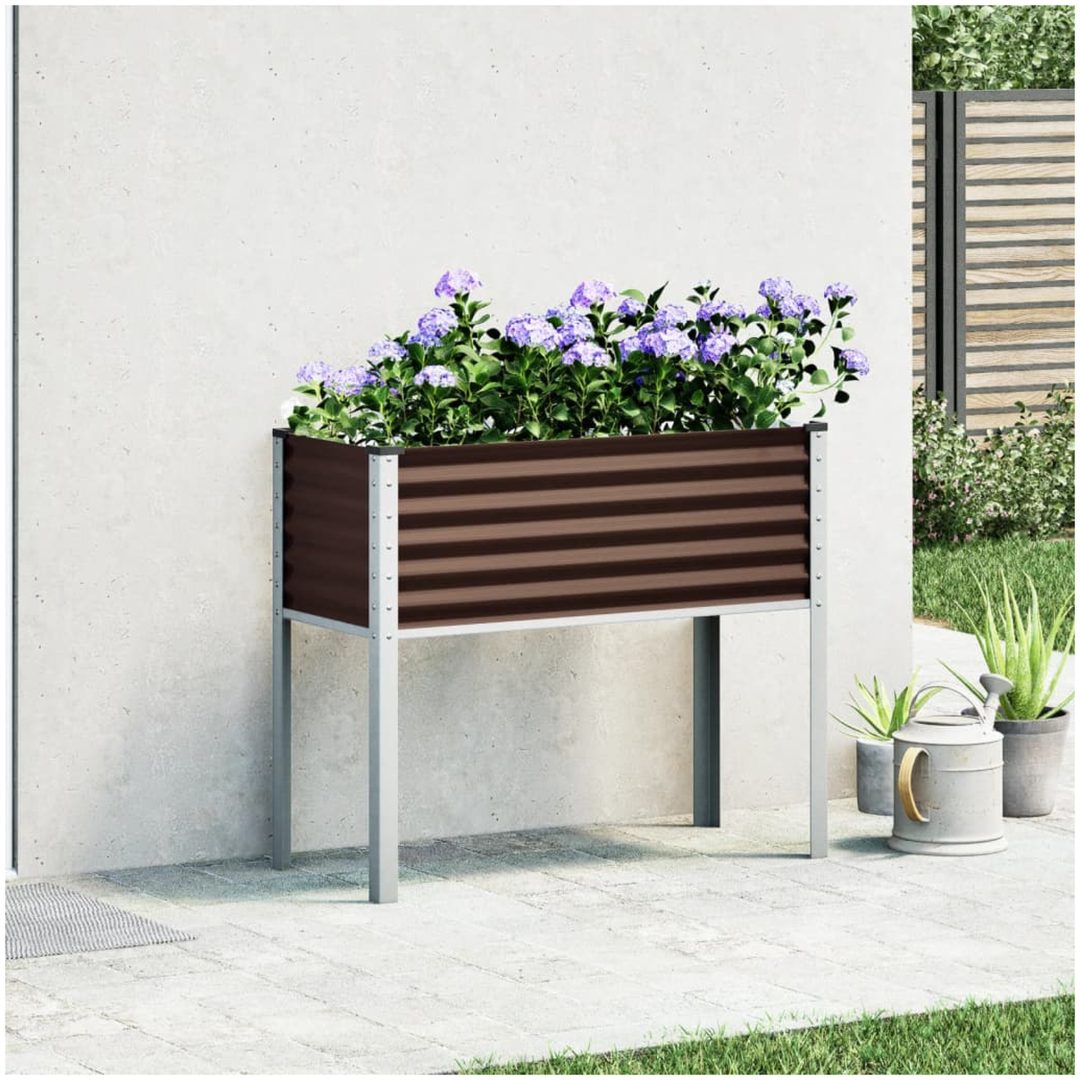 Odlingslåda brun stål vidaXL 100 x 41 x 90 cm – bild 3