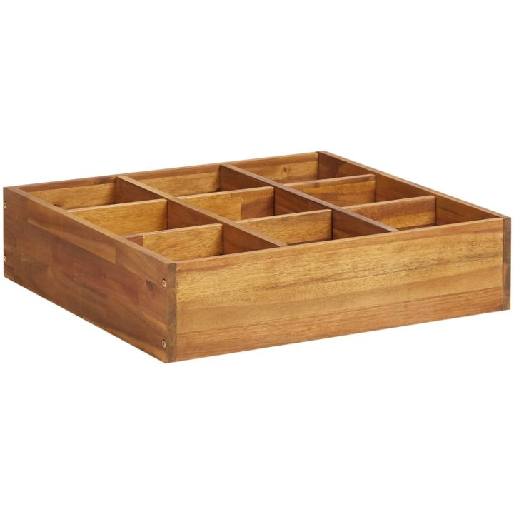 Odlingslåda för örter upphöjd massivt akaciaträ 60x60x15 cm vidaXL – bild 2