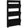 Odlingslåda för vägg 3 nivåer 60x18,5x110 cm svart massiv furu vidaXL – miniatyr 2