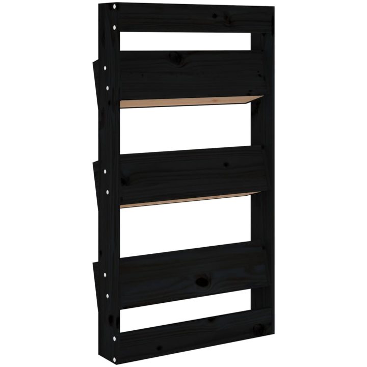 Odlingslåda för vägg 3 nivåer 60x18,5x110 cm svart massiv furu vidaXL – bild 6