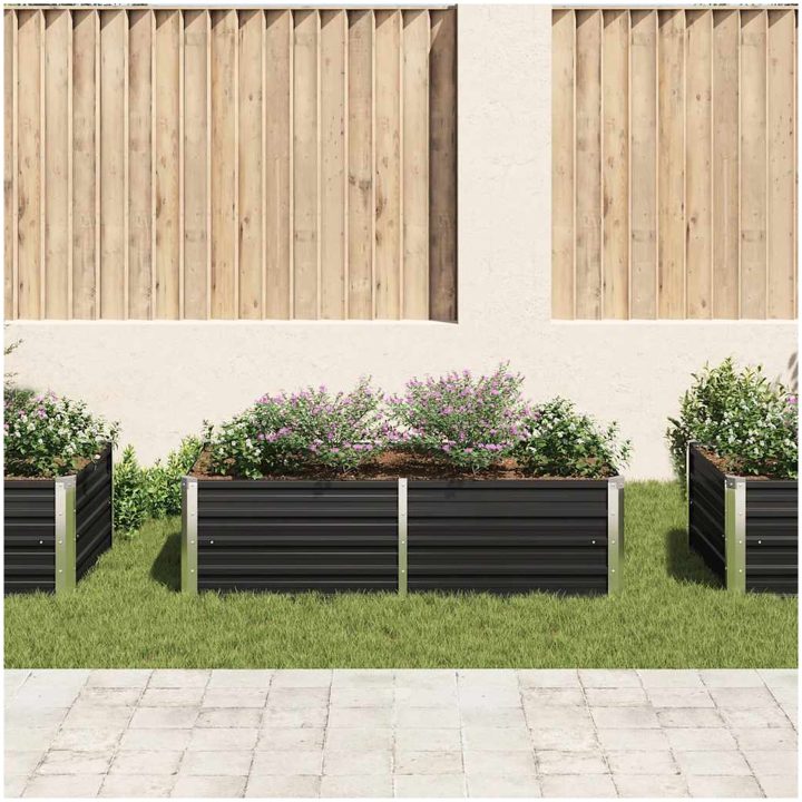 Odlingslåda galvaniserat stål antracit vidaXL 160 x 80 x 45 cm – bild 3