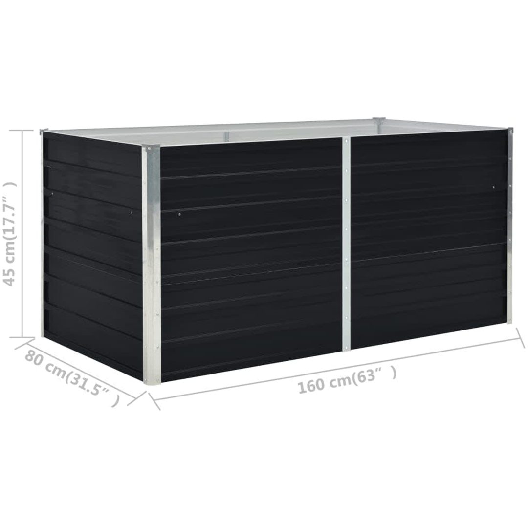 Odlingslåda galvaniserat stål antracit vidaXL 160 x 80 x 45 cm – bild 7