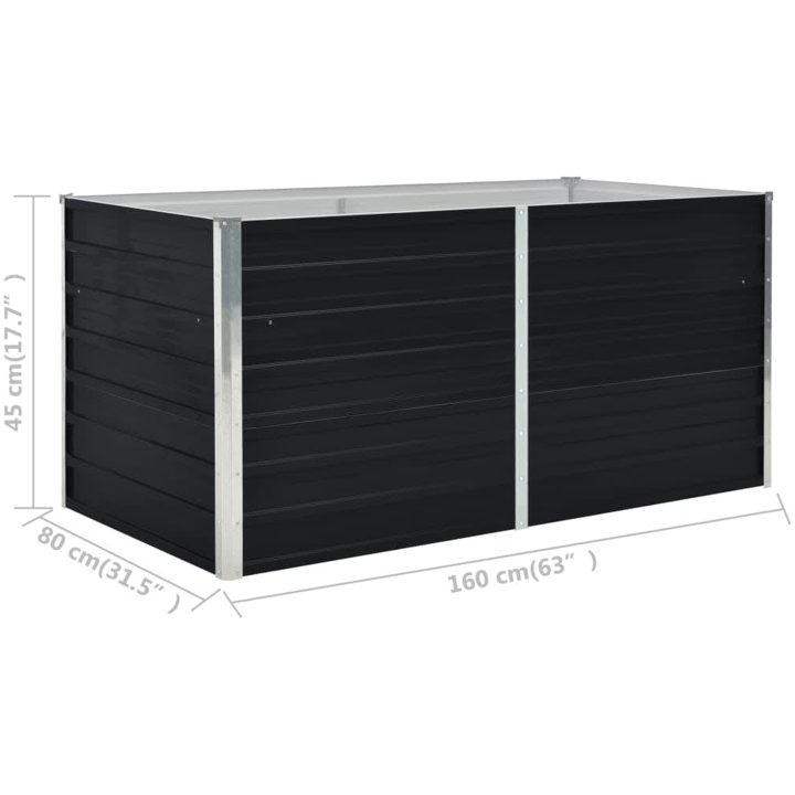 Odlingslåda galvaniserat stål antracit vidaXL 160 x 80 x 45 cm – bild 7