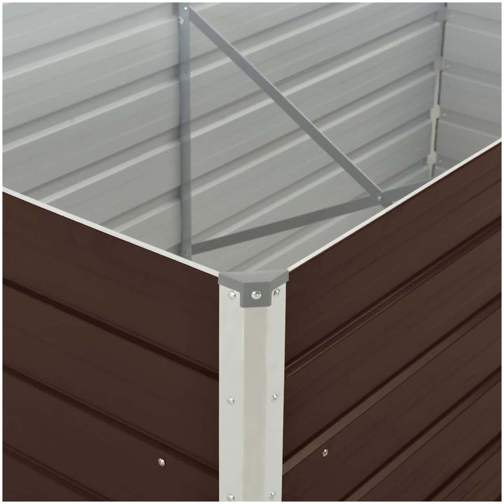 Odlingslåda galvaniserat stål brun vidaXL 160 x 80 x 45 cm – bild 5