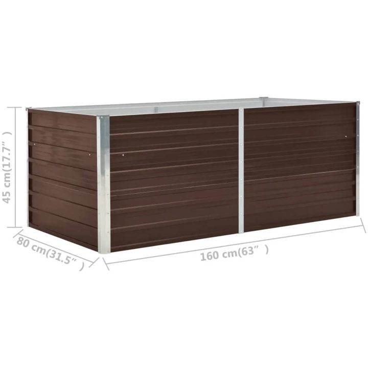 Odlingslåda galvaniserat stål brun vidaXL 160 x 80 x 45 cm – bild 7