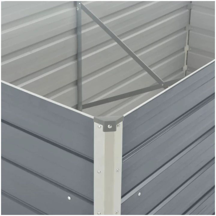 Odlingslåda galvaniserat stål grå vidaXL 160 x 80 x 45 cm – bild 5
