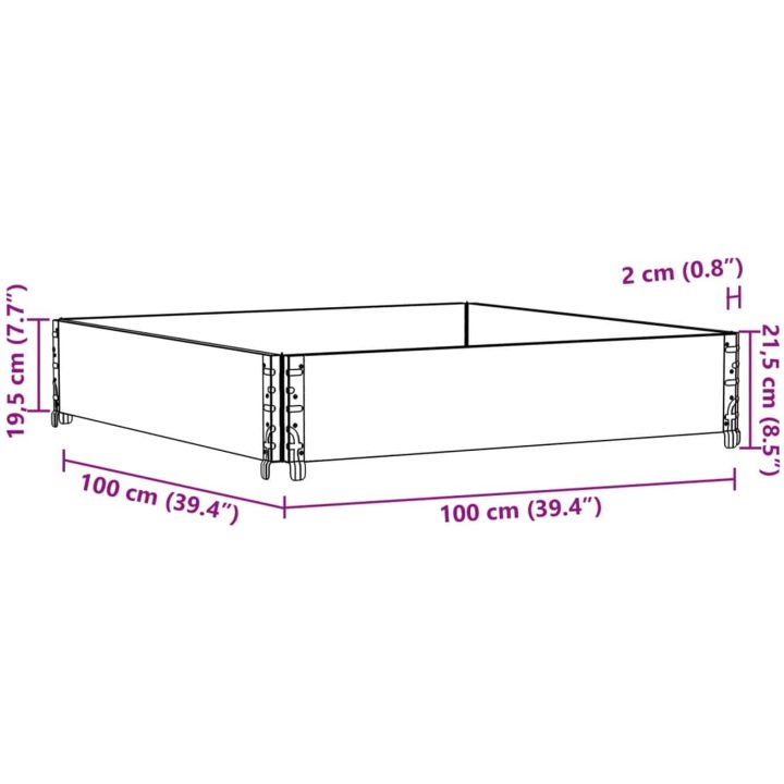 Odlingslåda grå 100x100 cm massivt furuträ vidaXL 100 x 100 x 21.5 cm – bild 8