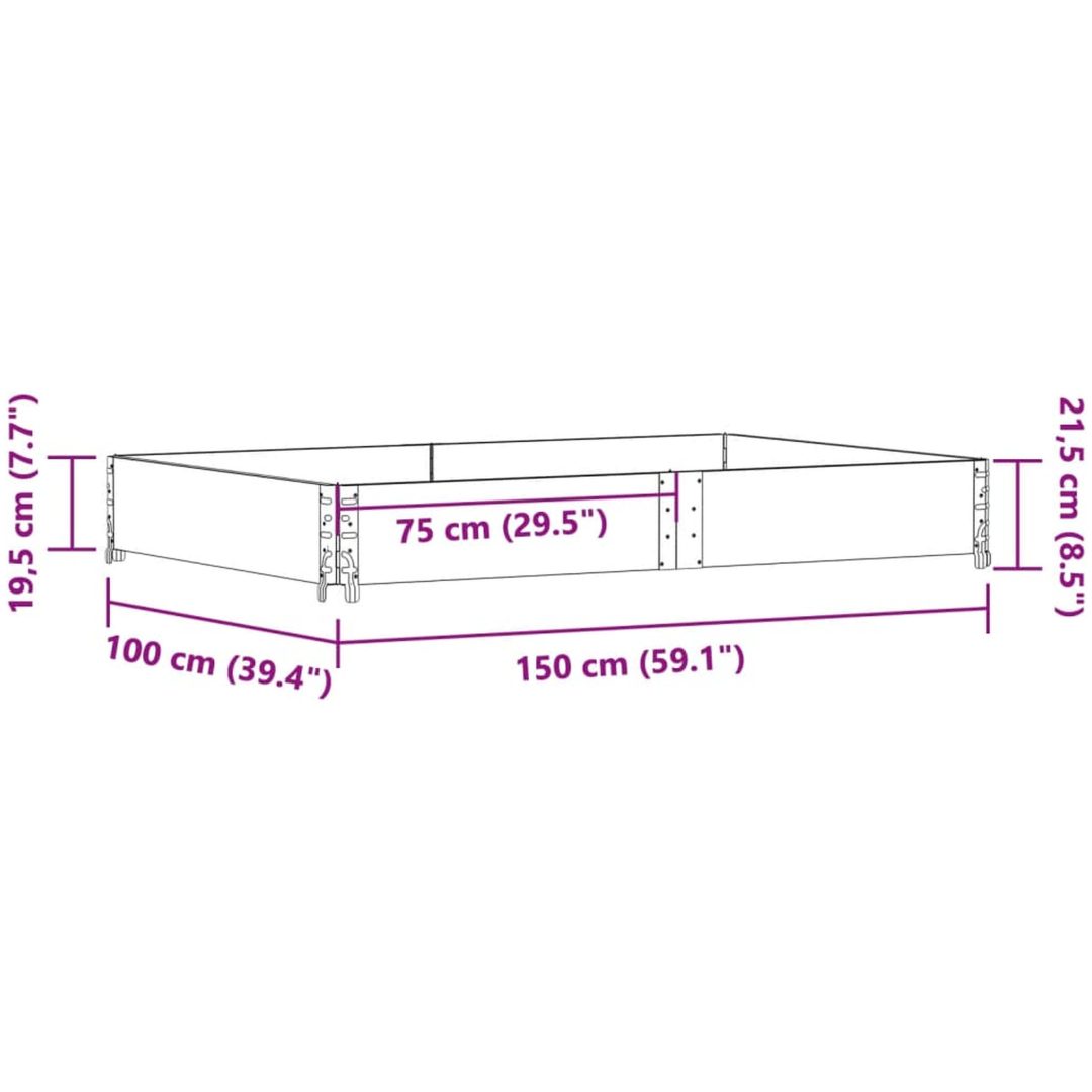 Odlingslåda grå 150x100 cm massivt furuträ vidaXL 150 x 100 x 21.5 cm – bild 7