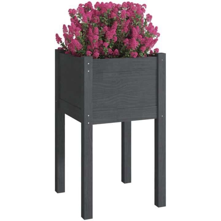 Odlingslåda grå 40x40x70 cm massiv furu vidaXL – bild 3