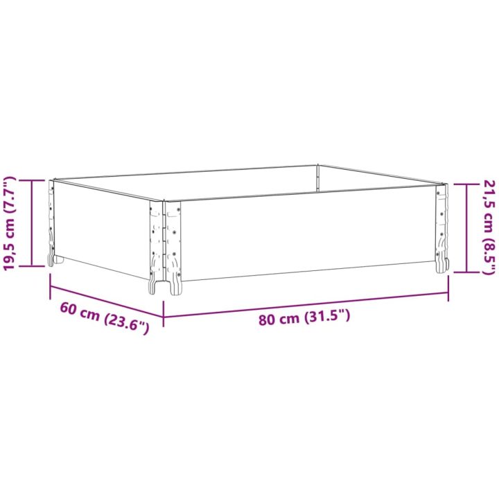 Odlingslåda grå 80x60 cm massiv furu vidaXL 80 x 60 x 21.5 cm – bild 8