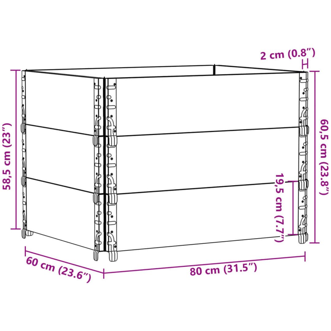 Odlingslåda grå 80x60 cm massivt furuträ vidaXL 80 x 60 x 60.5 cm – bild 8