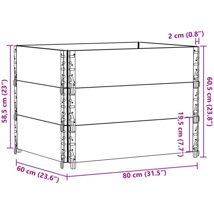 Odlingslåda grå 80x60 cm massivt furuträ vidaXL 80 x 60 x 60.5 cm – bild 8