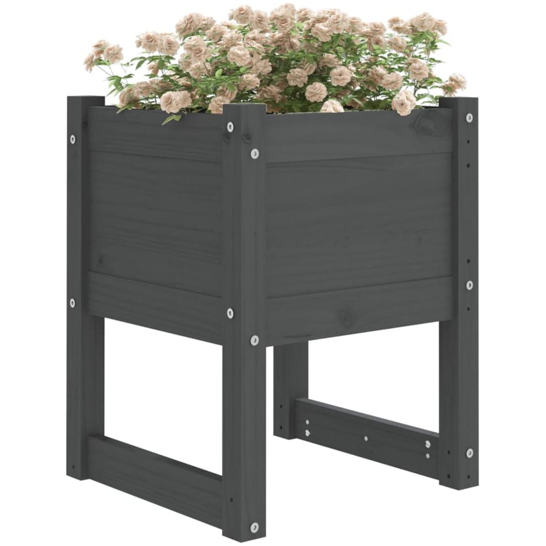 Odlingslåda grå massiv furu vidaXL 40 x 40 x 52.5 cm – bild 3