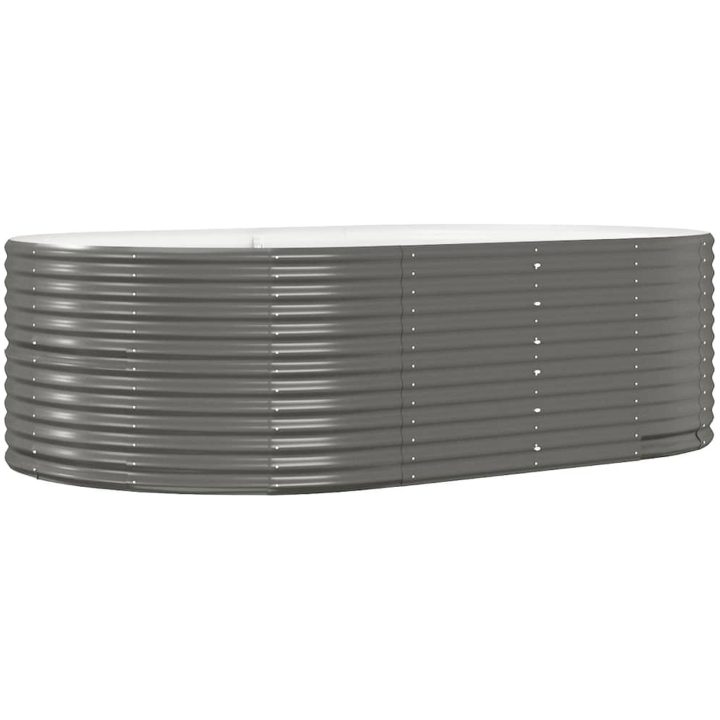 Odlingslåda grå pulverlackerat stål vidaXL 212 x 140 x 68 cm – bild 2