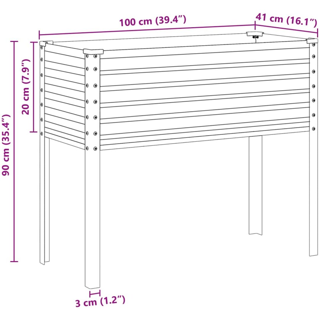 Odlingslåda grå stål vidaXL 100 x 41 x 90 cm – bild 8