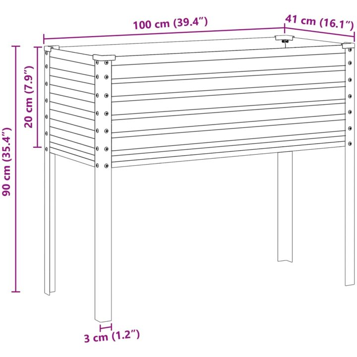 Odlingslåda grå stål vidaXL 100 x 41 x 90 cm – bild 8