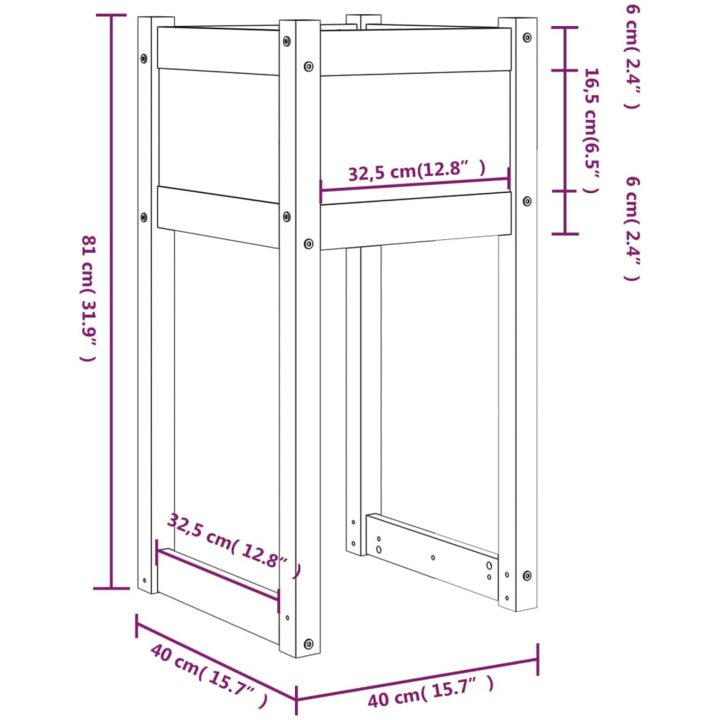 Odlingslåda massiv furu vidaXL 40 x 40 x 81 cm – bild 7