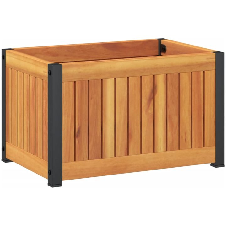 Odlingslåda massivt akaciaträ och stål vidaXL 45 x 30 x 27.5 cm – bild 2