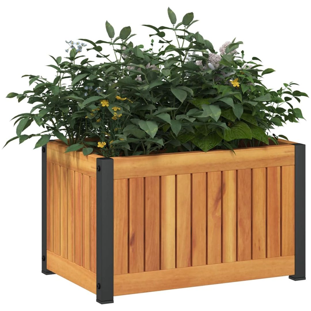 Odlingslåda massivt akaciaträ och stål vidaXL 45 x 30 x 27.5 cm – bild 3