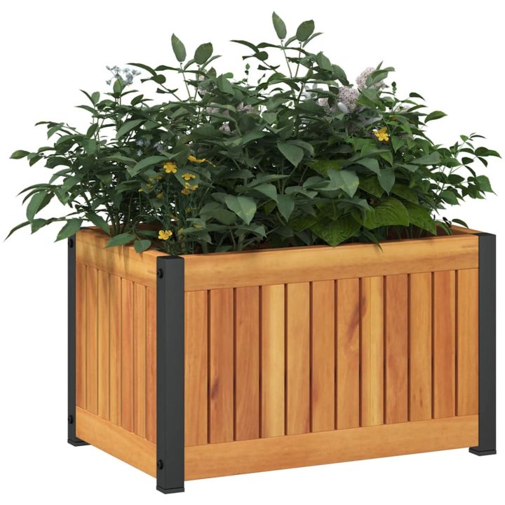 Odlingslåda massivt akaciaträ och stål vidaXL 45 x 30 x 27.5 cm – bild 3