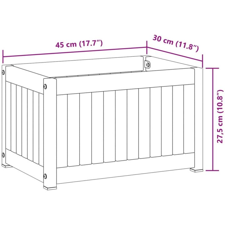 Odlingslåda massivt akaciaträ och stål vidaXL 45 x 30 x 27.5 cm – bild 9