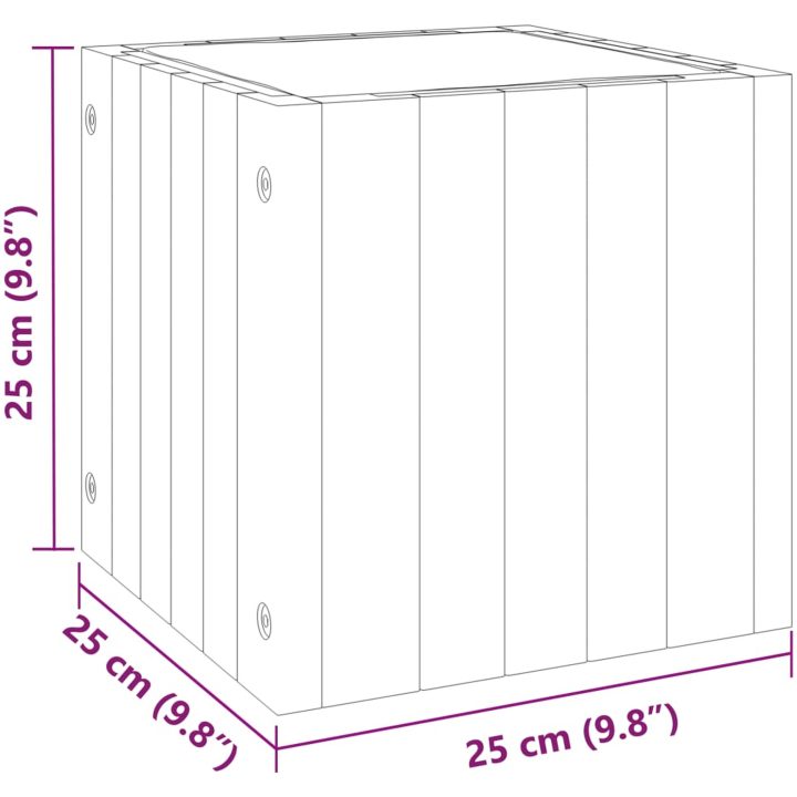 Odlingslåda massivt akaciaträ vidaXL 25 x 25 x 25 cm – bild 9