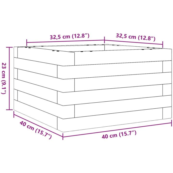 Odlingslåda massivt douglasträ vidaXL 40 x 40 x 23 cm – bild 10