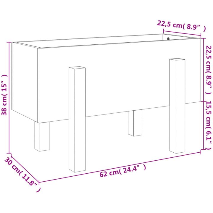 Odlingslåda massivt douglasträ vidaXL 62 x 30 x 38 cm – bild 9