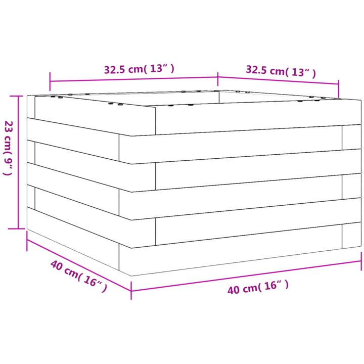 Odlingslåda massivt furuträ vidaXL 40 x 40 x 23 cm – bild 10