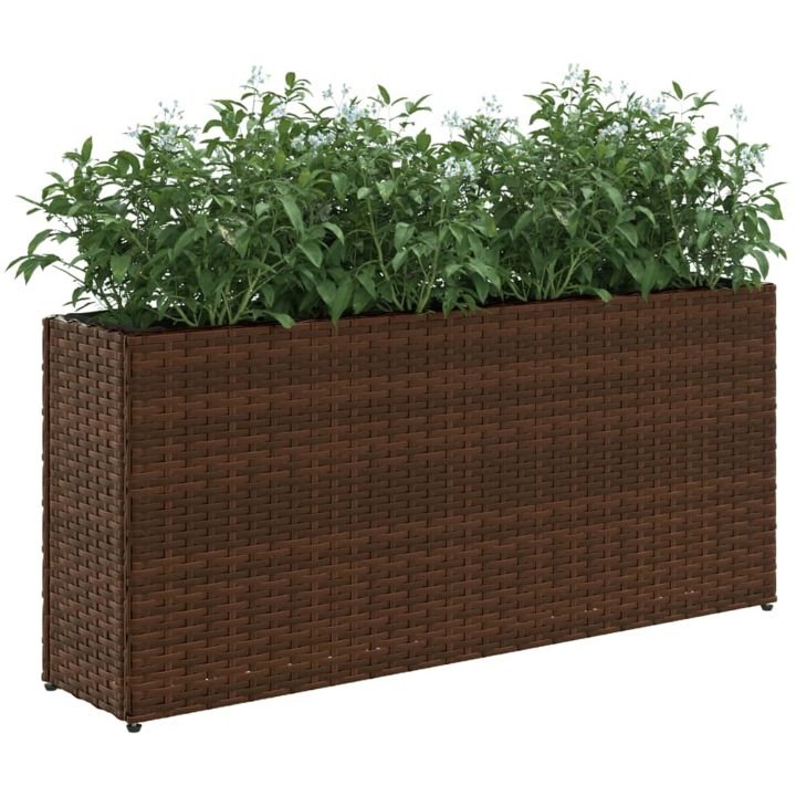 Odlingslåda med 2 krukor brun 90x20x40 cm konstrotting vidaXL – bild 4