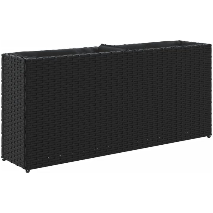 Odlingslåda med 2 krukor svart 90x20x40 cm konstrotting vidaXL – bild 2