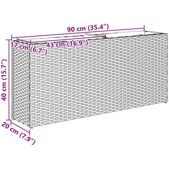 Odlingslåda med 2 krukor svart 90x20x40 cm konstrotting vidaXL – bild 11