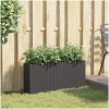 Odlingslåda med 2 krukor svart 90x20x40 cm konstrotting vidaXL – miniatyr 3