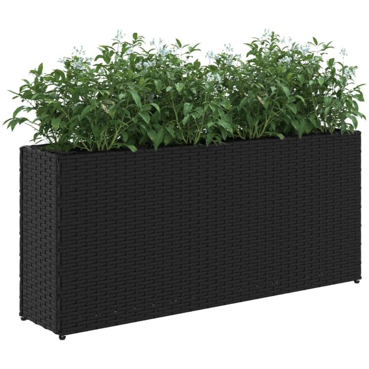 Odlingslåda med 2 krukor svart 90x20x40 cm konstrotting vidaXL – bild 4