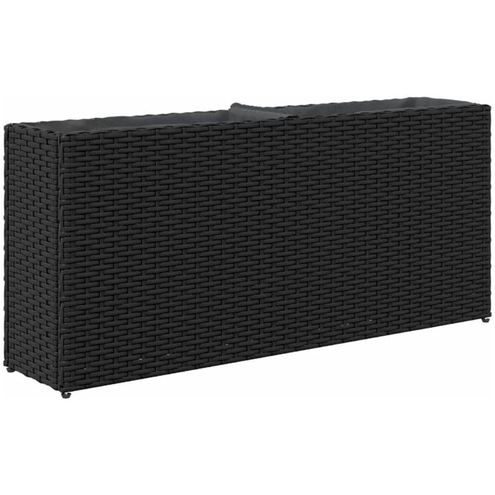 Odlingslåda med 2 krukor svart 90x20x40 cm konstrotting vidaXL – bild 7